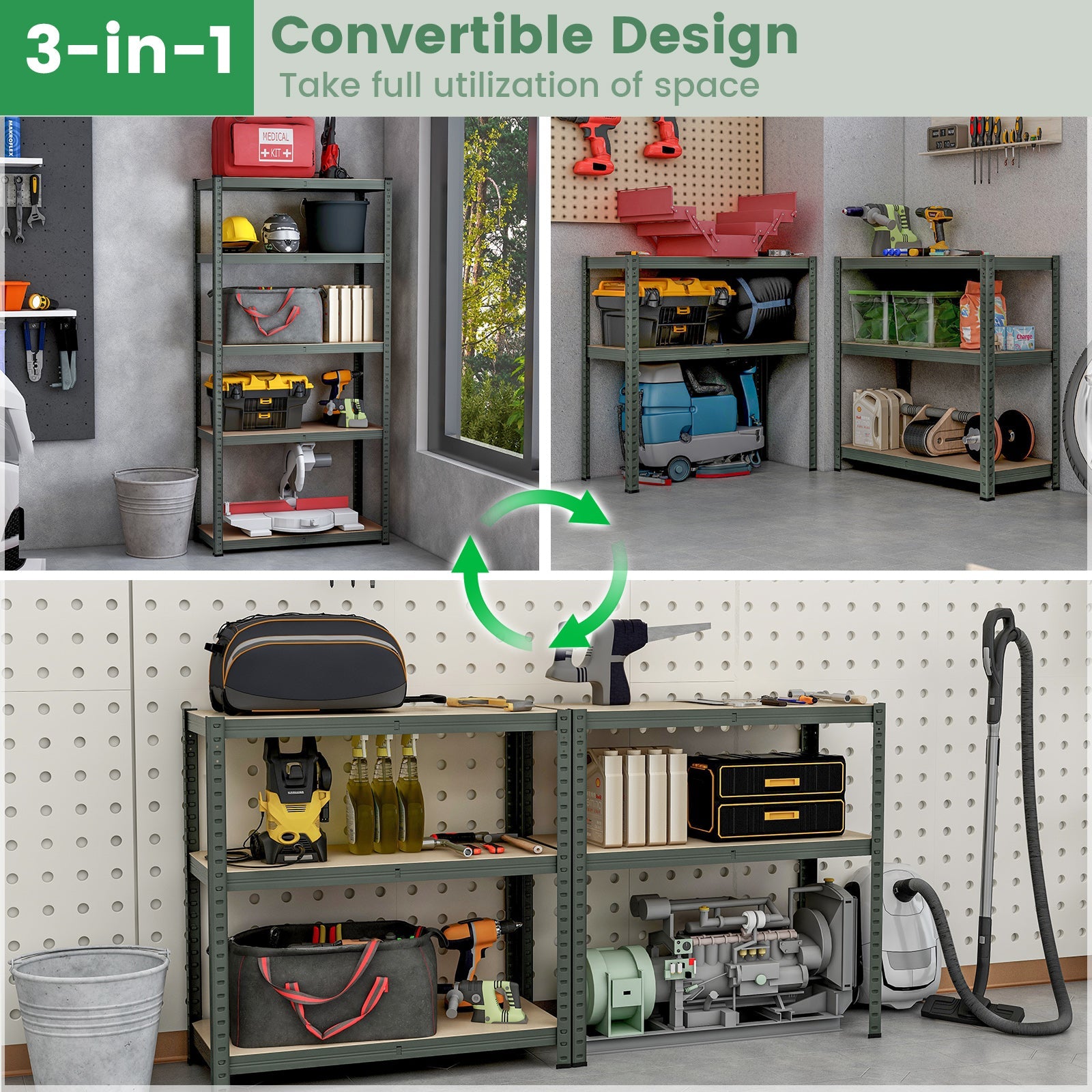 5-Tier Heavy Duty Metal Shelving Unit with 2000 LBS Total Load Capacity