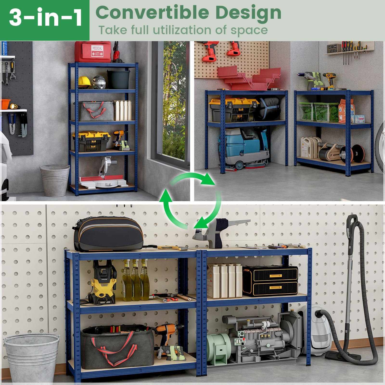 5-Tier Heavy Duty Metal Shelving Unit with 2000 LBS Total Load Capacity