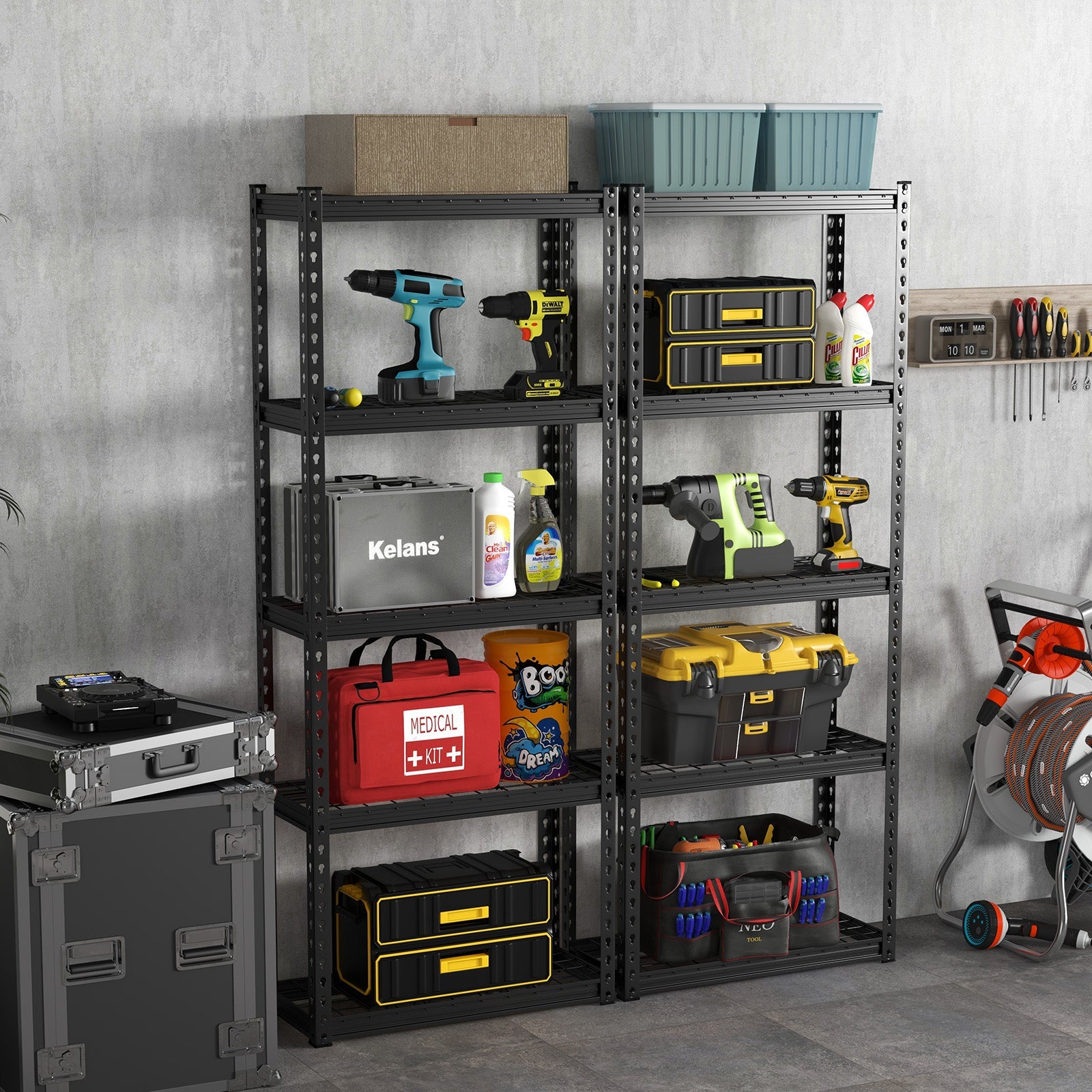 5-Tier Heavy Duty Wire Storage Racks with Anti-slip Foot Pad