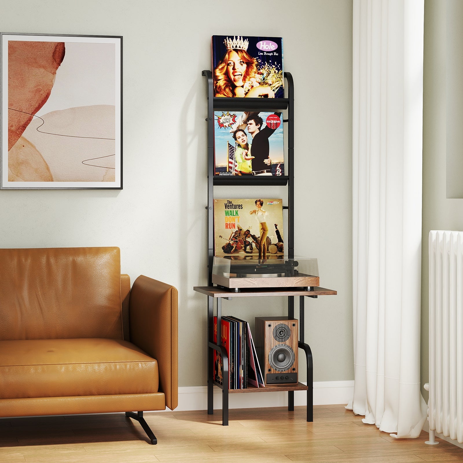 5-Tier Record Player Stand with Vinyl Display Shelf and Record Holder