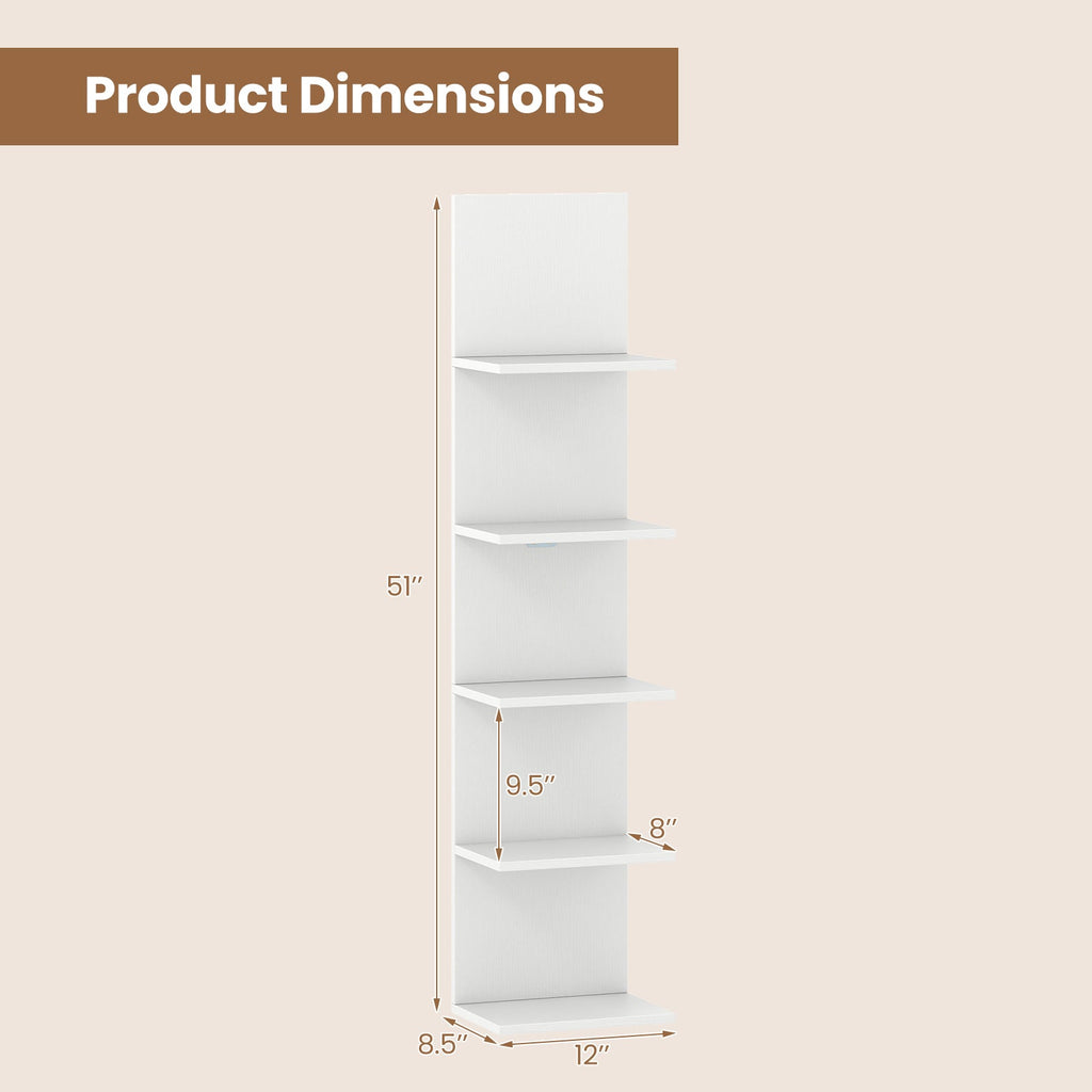5-Tier Wall Mounted Shelf Unit with Wood Grain
