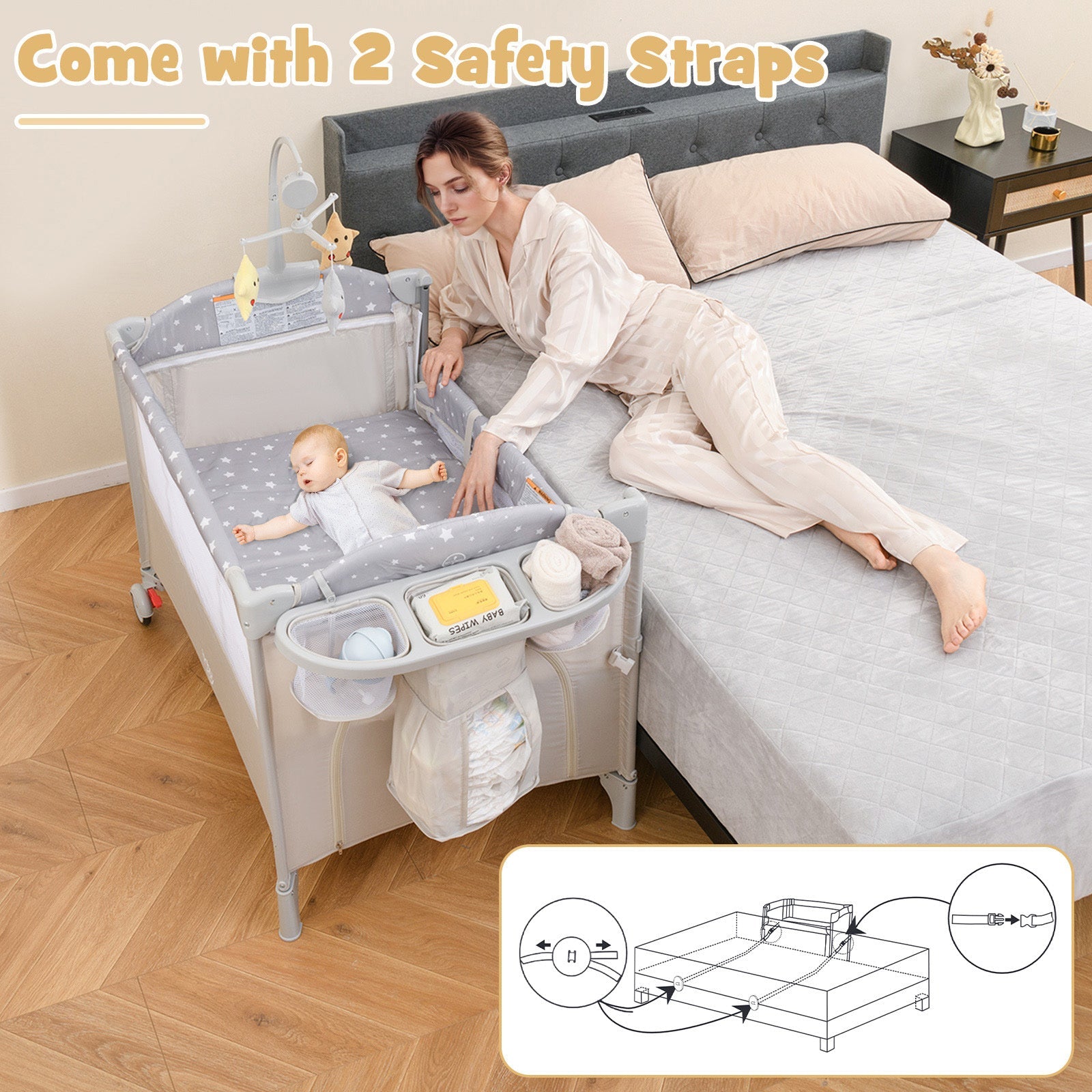 5-in-1 Portable Pack and Play with Diaper Changing Table