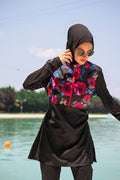 Woven Black Burkini Modest Swimwear M2268