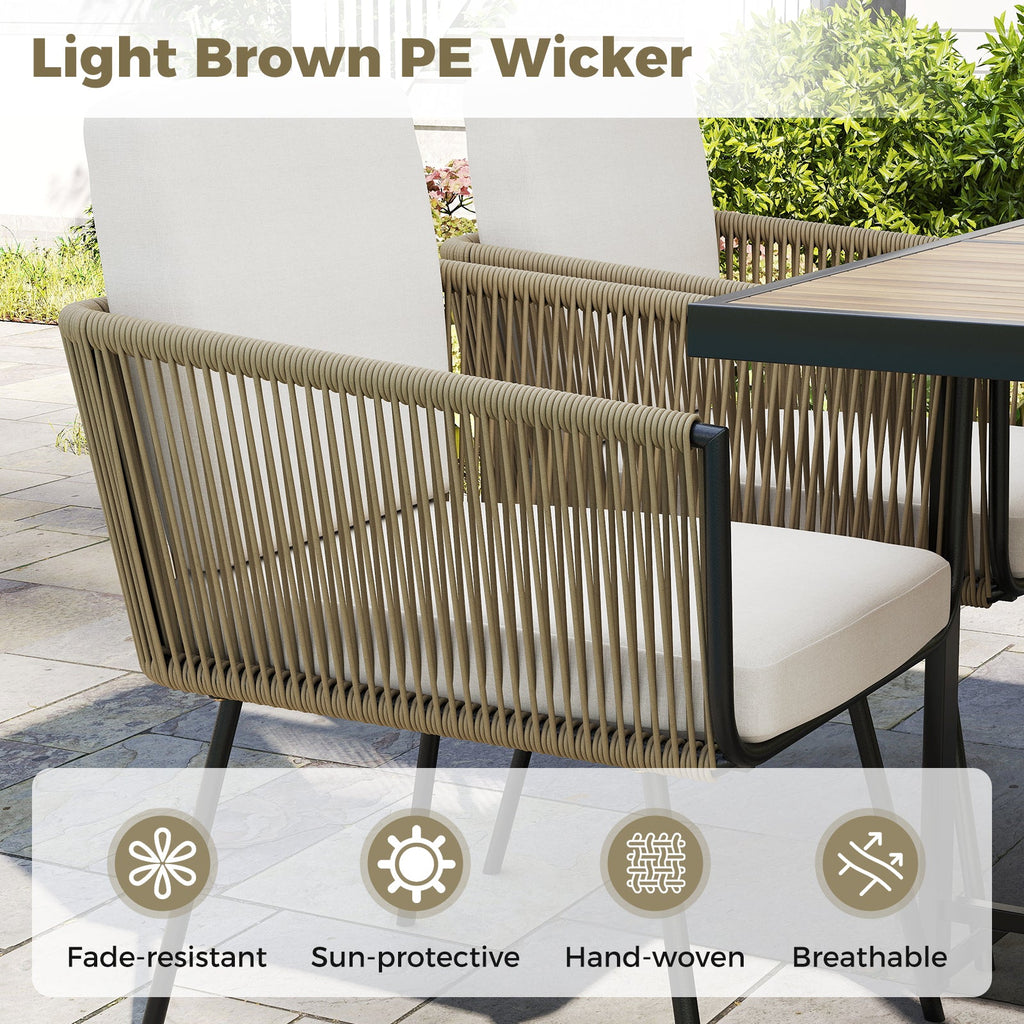 5 Pieces Patio Dining Set with Acacia Wood Tabletop