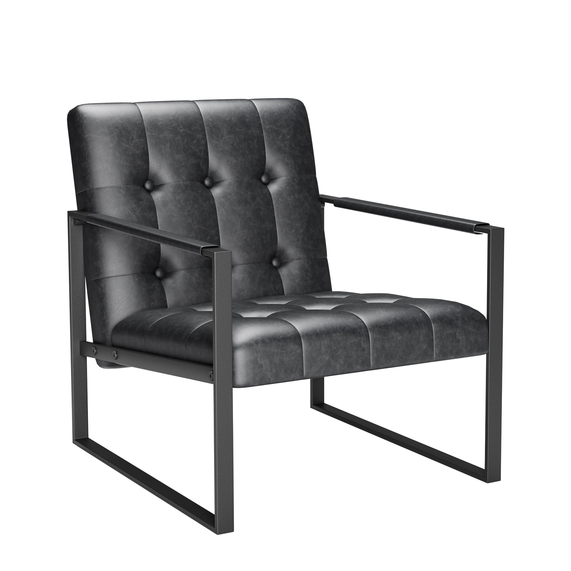 Office Chair Modern Metal Black Upholstered Pull-Out Backrest 46x25x28 in