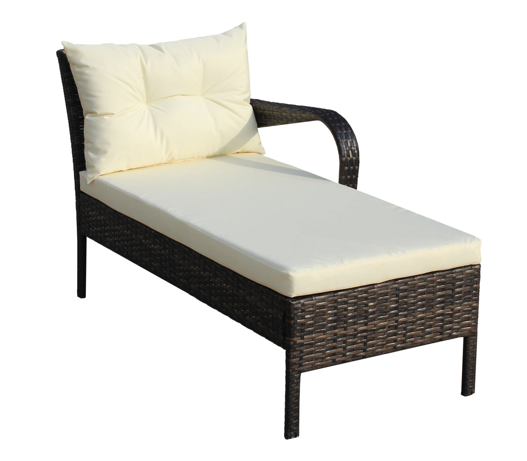 Outdoor Sectional Set PE Rattan Steel Brown Beige Cushion 3 Piece 560 LB