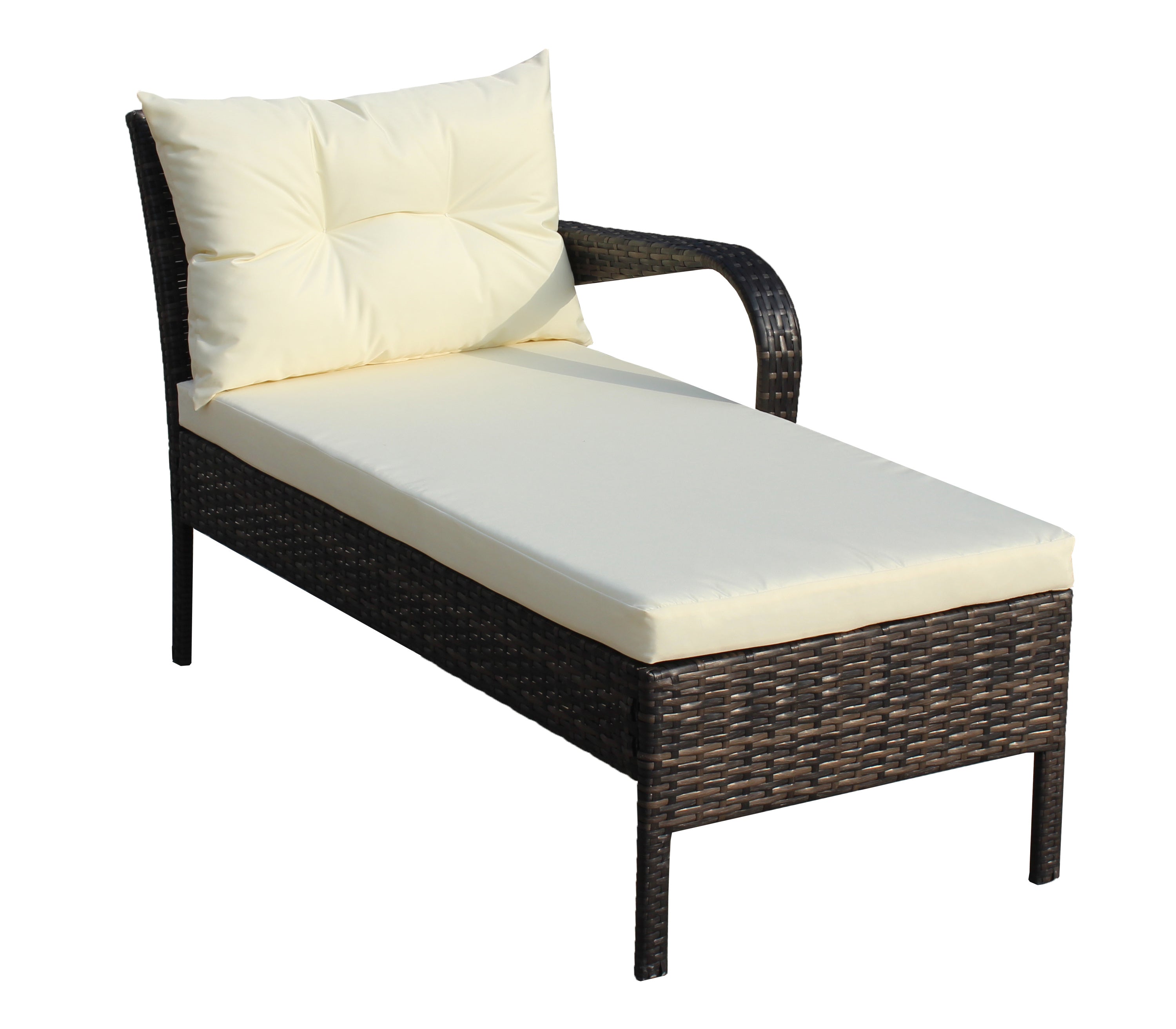 Outdoor Sectional Set PE Rattan Steel Brown Beige Cushion 3 Piece 560 LB