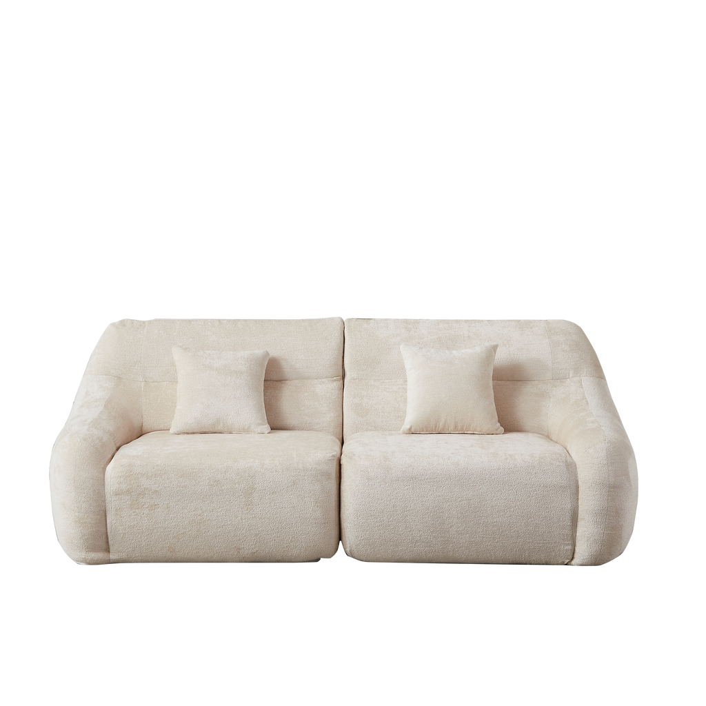 Sectional Sofa Curved Modular Chenille Beige 4 Seat 900 LB No Assembly
