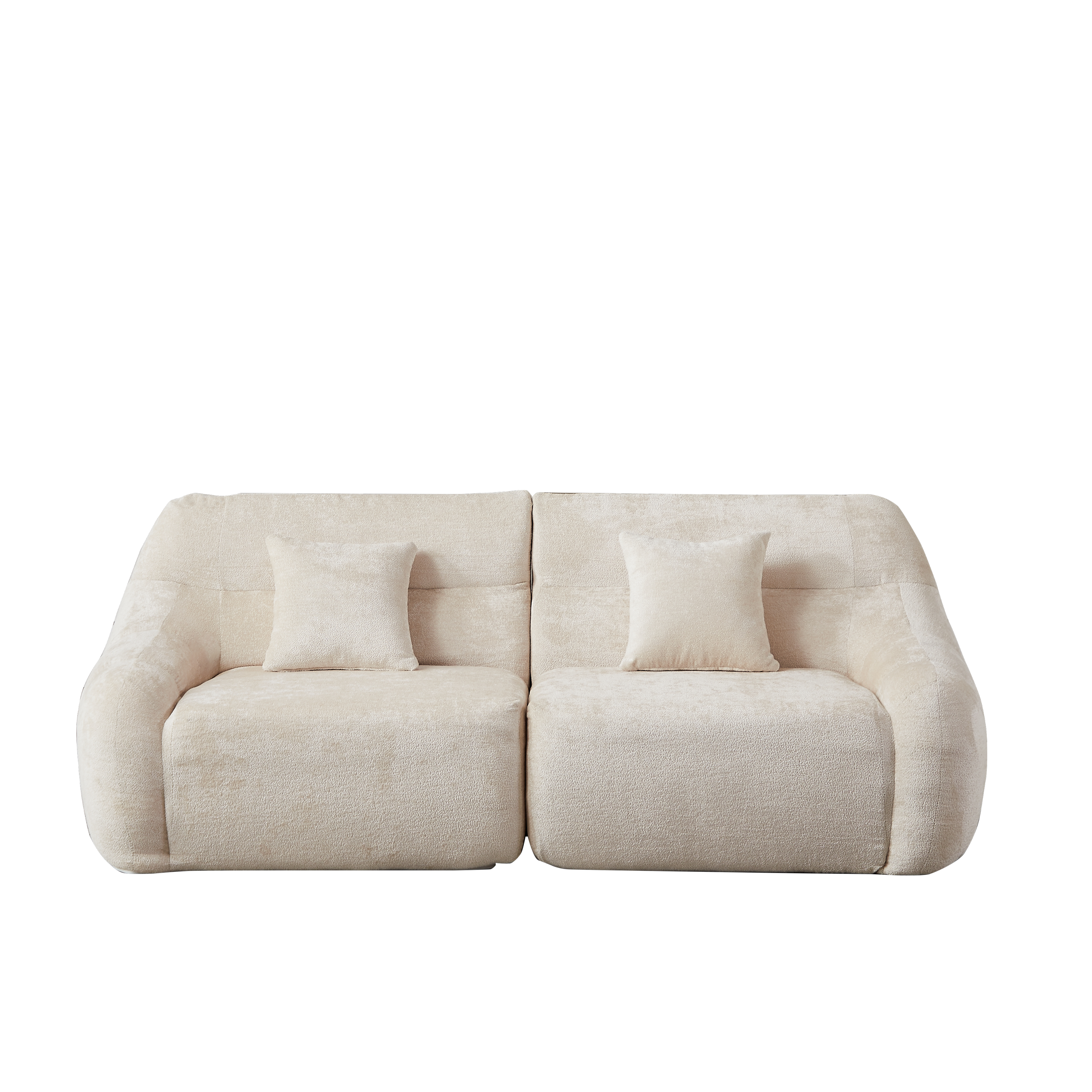 Sectional Sofa Curved Modular Chenille Beige 4 Seat 900 LB No Assembly