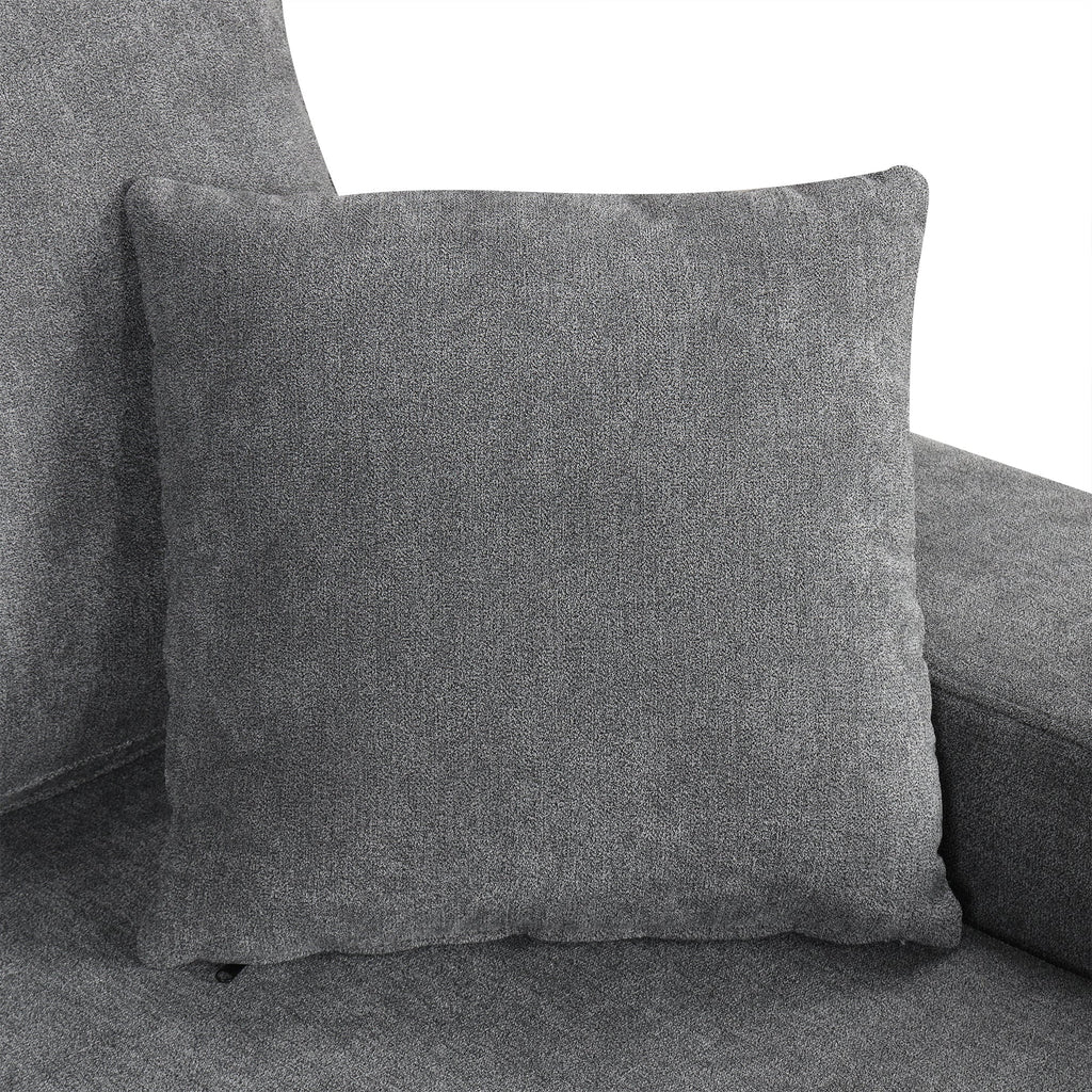 Sectional Sofa U-Shape Chenille Gray 5 Seat USB Ports Pull-Out 109 In