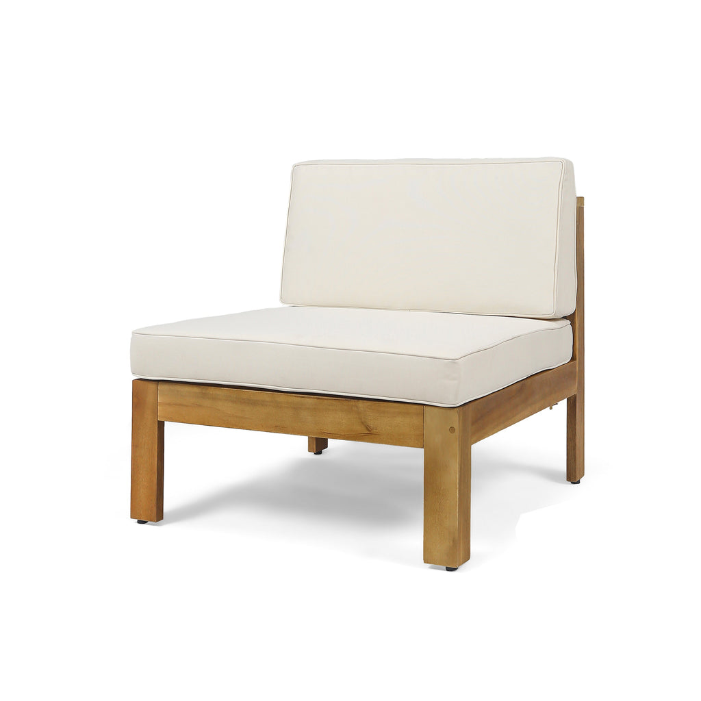Outdoor Sectional Set Acacia Wood Beige 5 Piece L Shape Seats 4