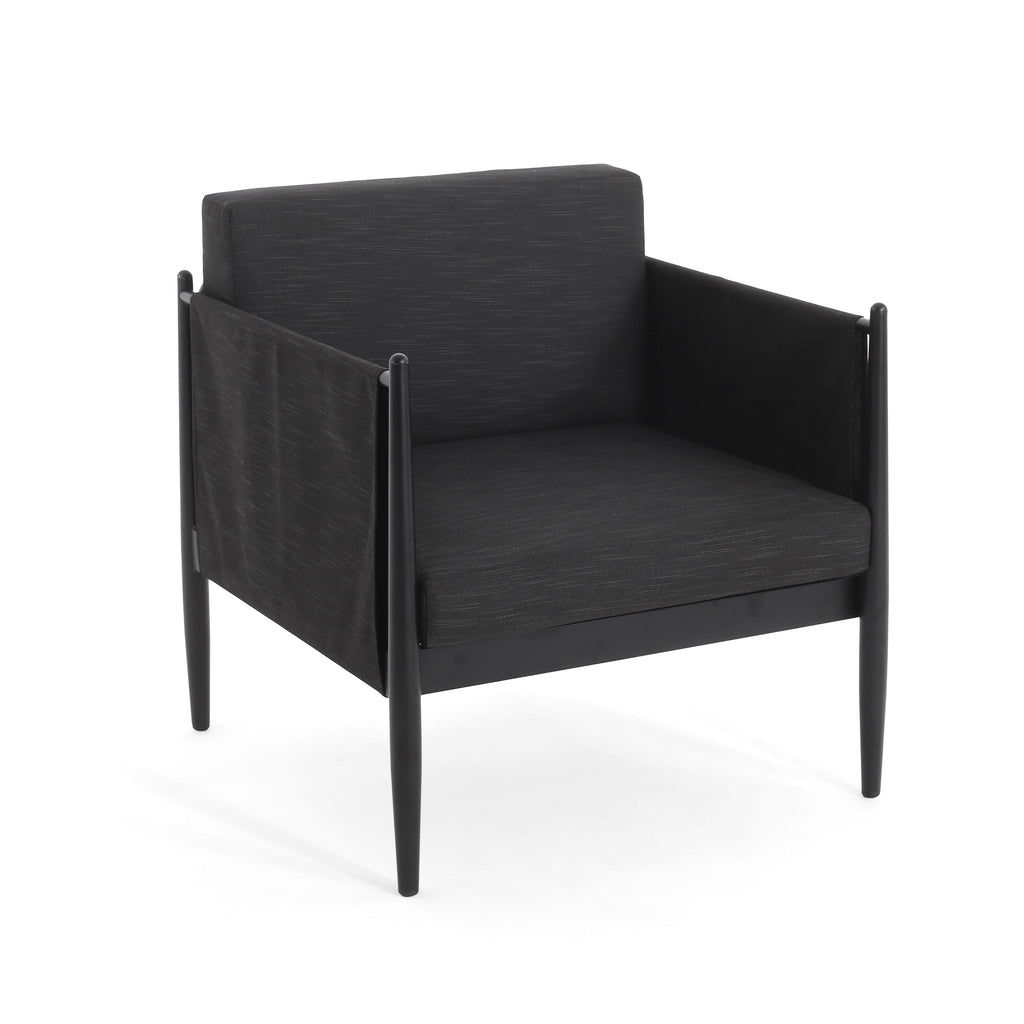 Dawson Outdoor Patio 2pcs Black Aluminum Club Chair Set with Water-Resistant
