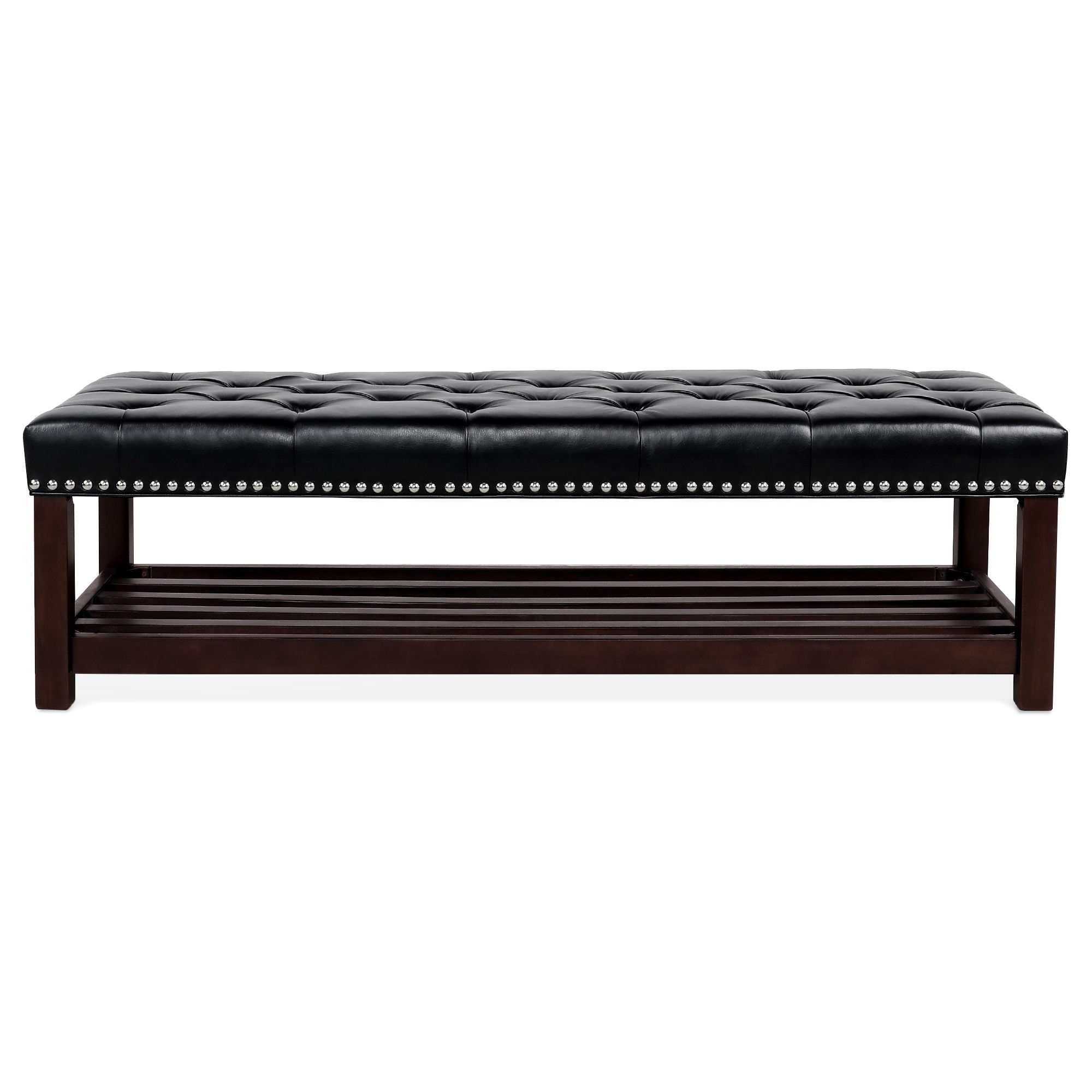 Bedroom End Of Bed Bench Tufted Upholstered End Of Bed Bench End Of Bed Entrance Shoe Bench With Nailhead Trim And Shelf Bedroom Upholstered Bench Living Room Shoe Rack Footstool
