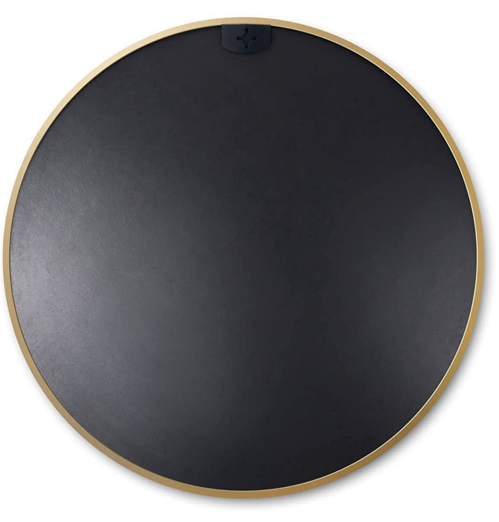 Wall Mirror Round Aluminum Frame Gold 30 In HD Glass Shatterproof Film