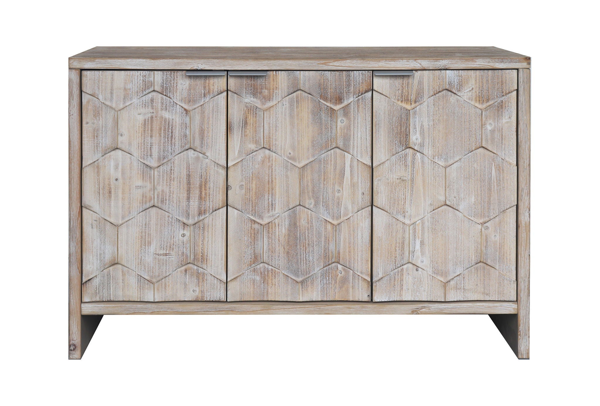 Accent Cabinet Farmhouse Style 3 Door Wooden Cabinet Sideboard Buffet Server Cabinet Storage Cabinet, For Living Room - Natural Wood Wash