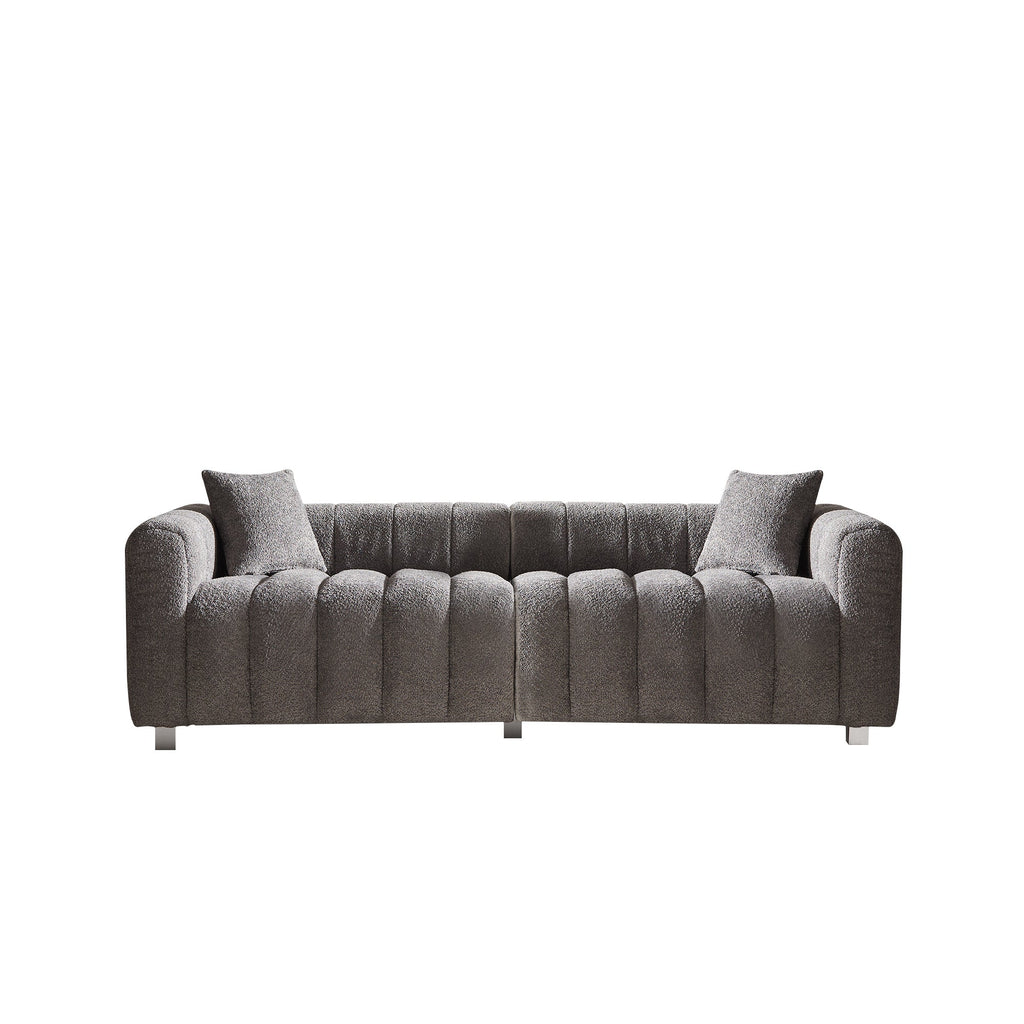 Sofa Modular Velvet Teddy Gray 3 Seat Metal Legs 87 In 750 LB