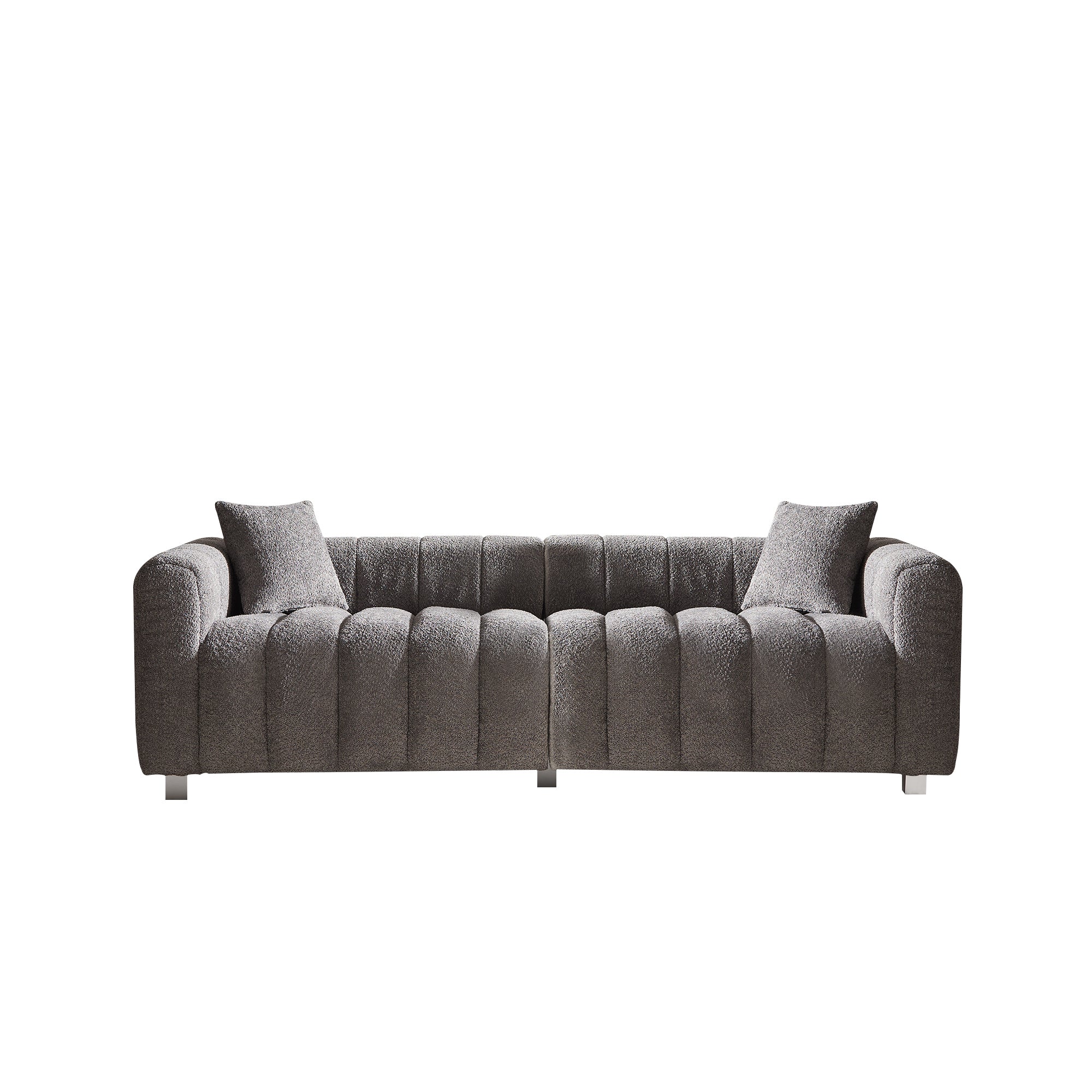 Sofa Modular Velvet Teddy Gray 3 Seat Metal Legs 87 In 750 LB