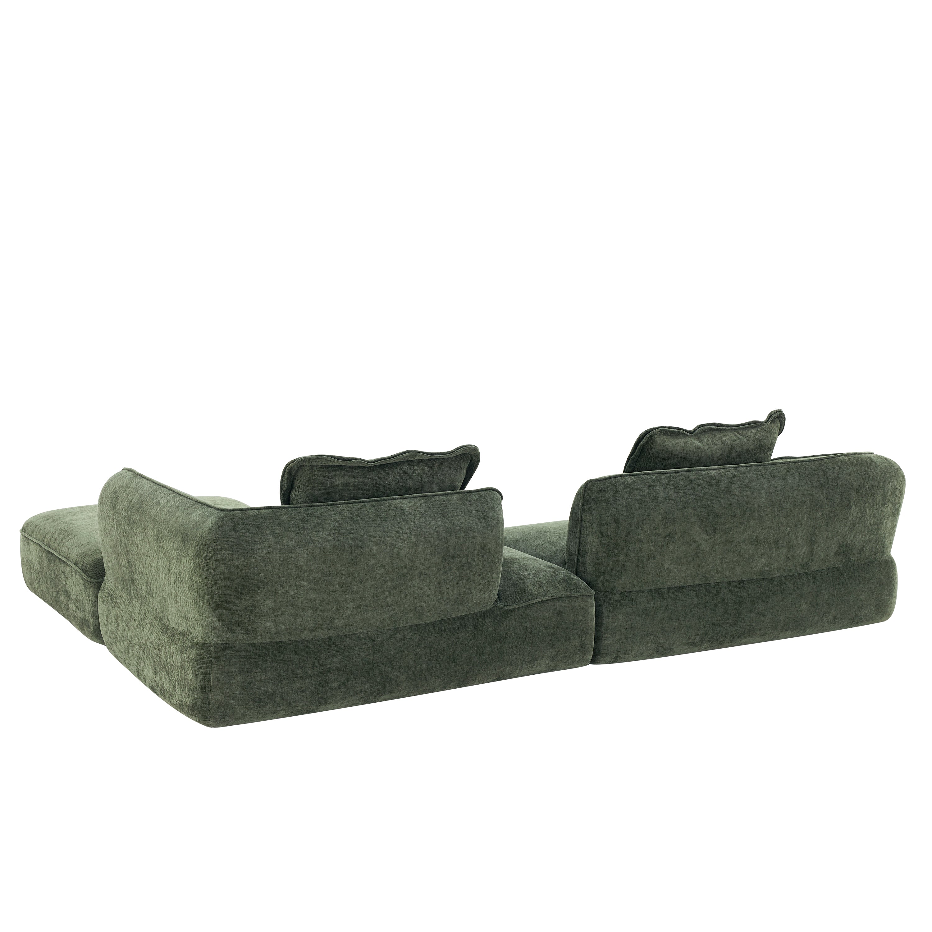 Sectional Sofa L-Shape Deep Seat Polyester Green 4 Seat 121 In