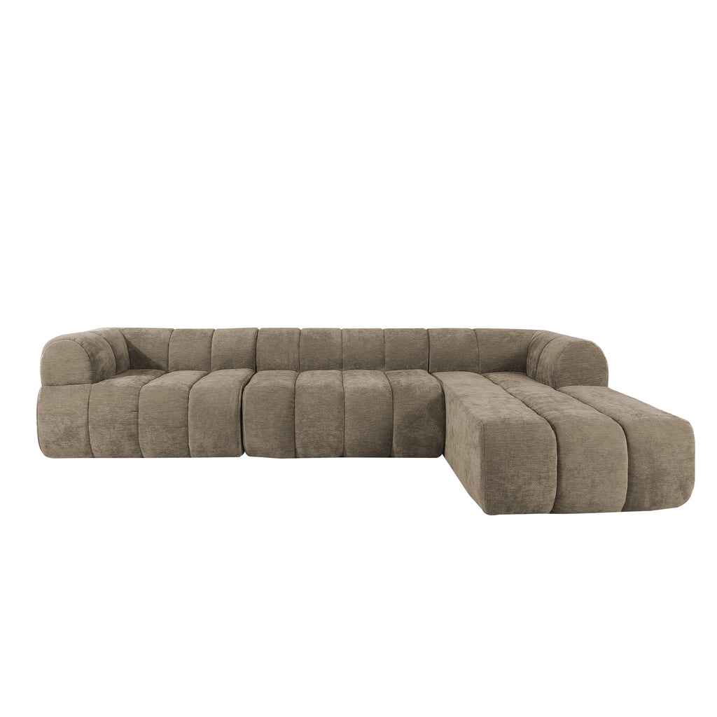 Sectional Sofa L-Shape High-Density Foam Espresso 4 Seat 122 In