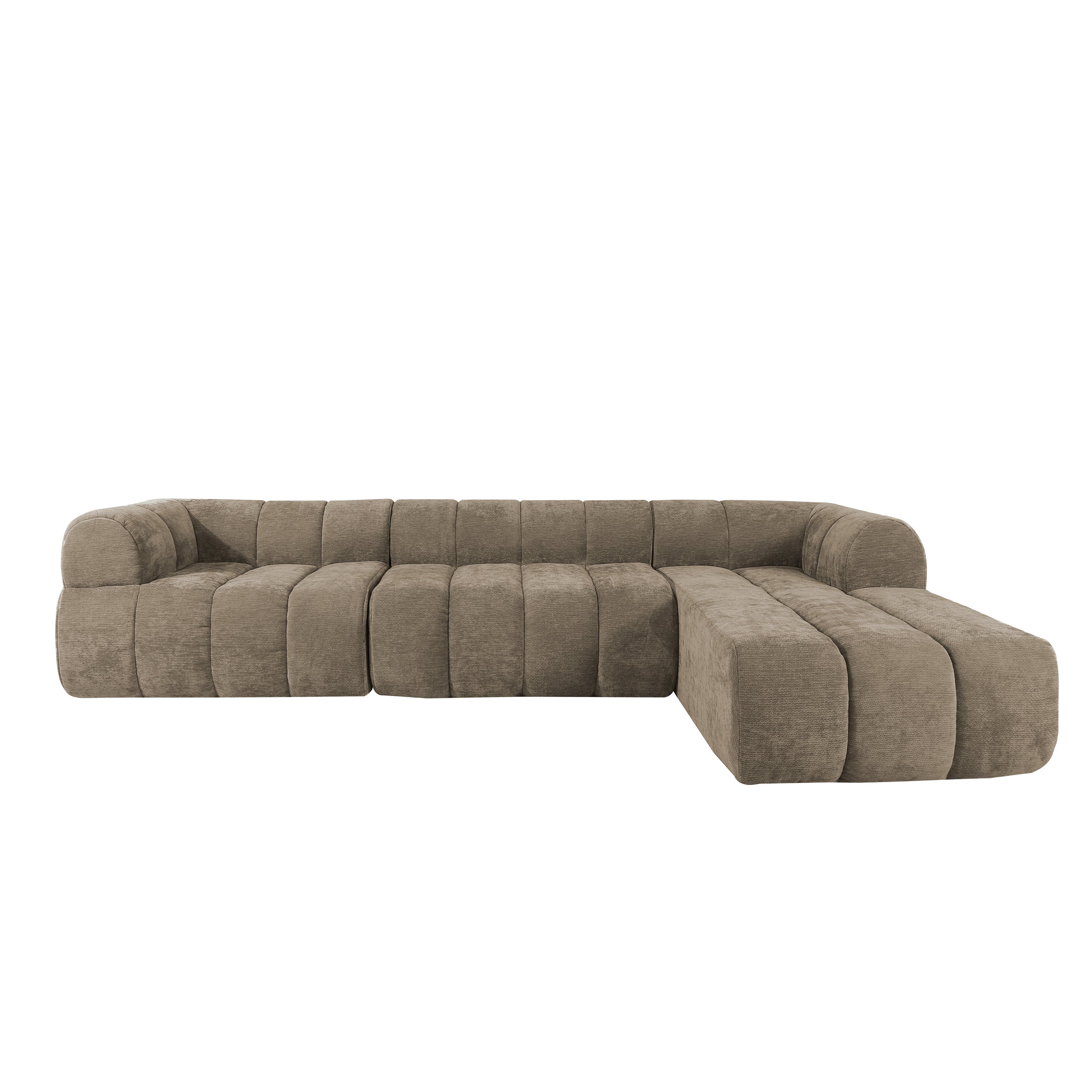 Sectional Sofa L-Shape High-Density Foam Espresso 4 Seat 122 In