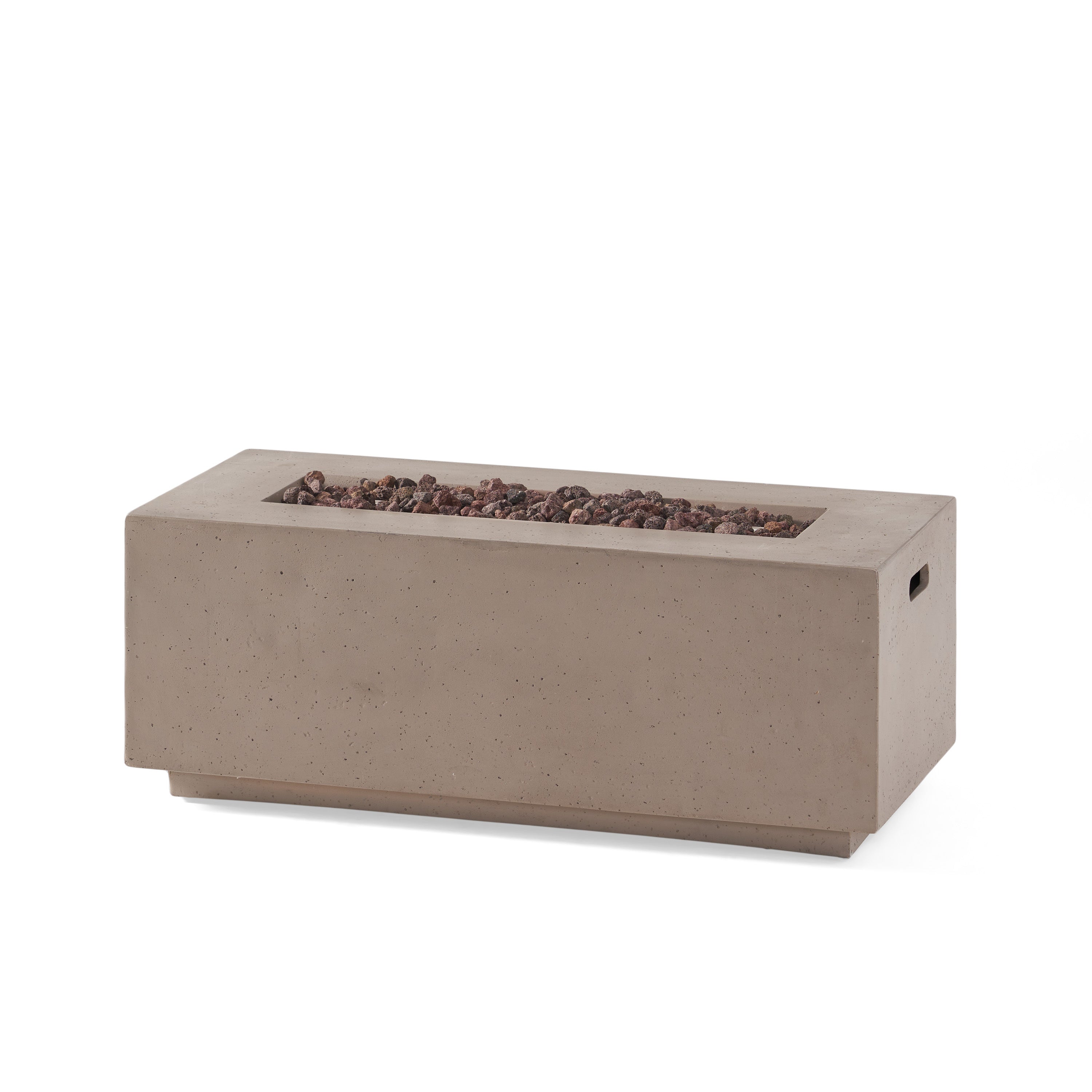 Modern 40 Inch Outdoor Rectangular MGO Fire Pit 40000 BTU, Dark Grey