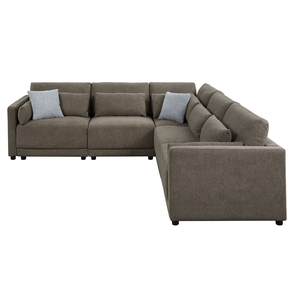 Rylie - Modular Armless Chair With Pillow - Brown Linen