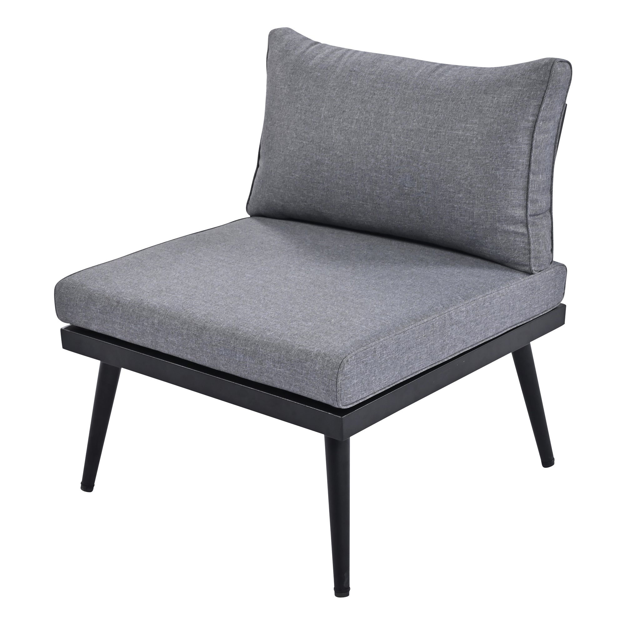 Outdoor Sectional Set Acacia Wood Steel Gray with Nesting Tables