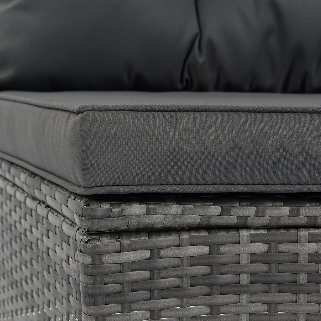 Outdoor Sectional Set PE Wicker Steel Gray Half Moon 8 Piece 250 LB