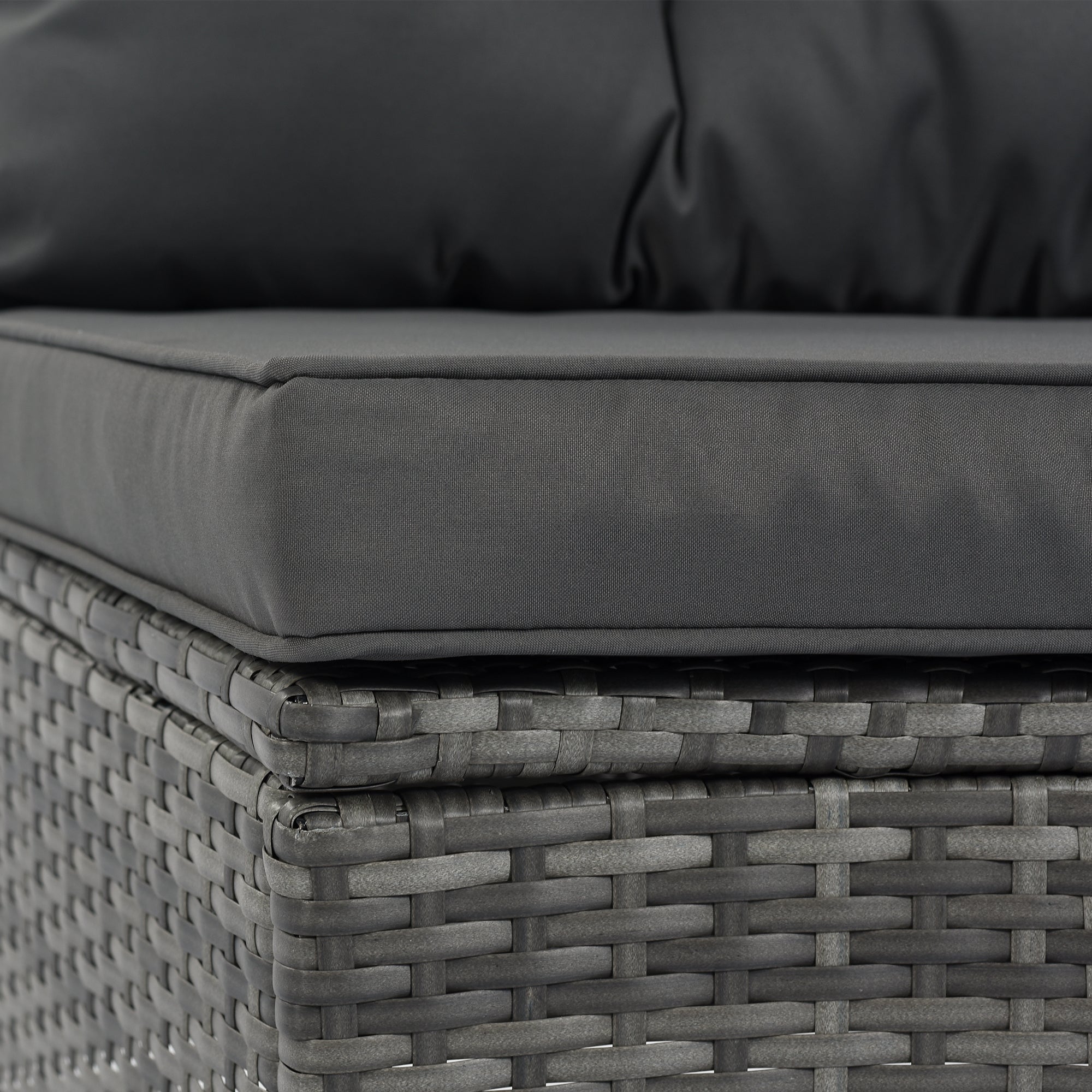 Outdoor Sectional Set PE Wicker Steel Gray Half Moon 8 Piece 250 LB