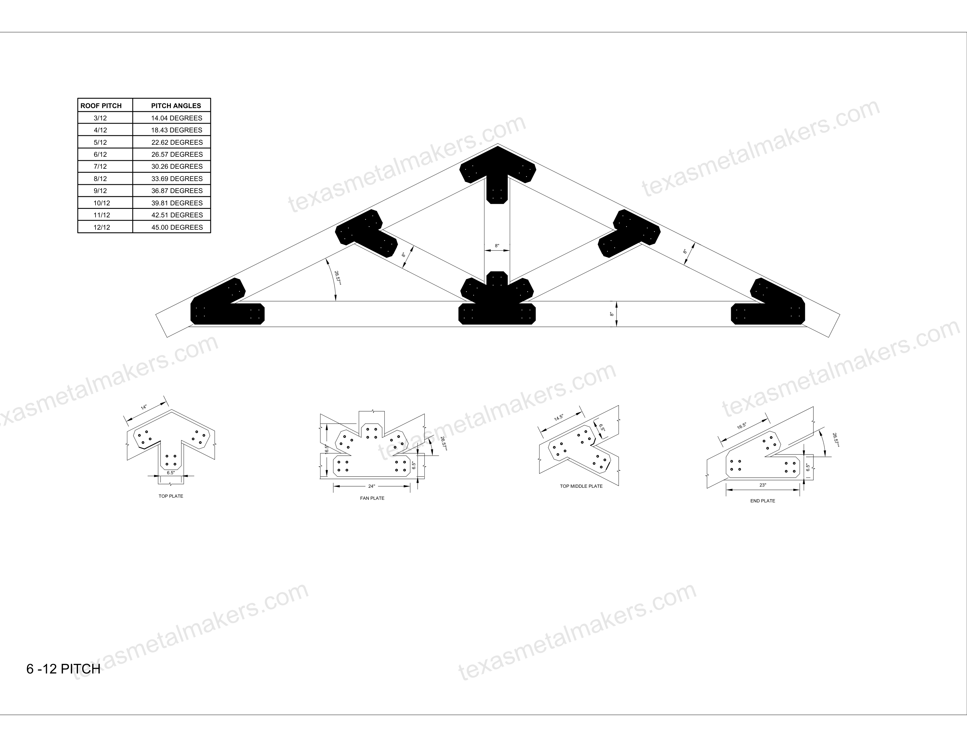 Chamfered Design Dog Eared Timber Truss Brackets for 8x8 Posts, 8" Timber Truss Brackets, 8x8 Fan Bracket