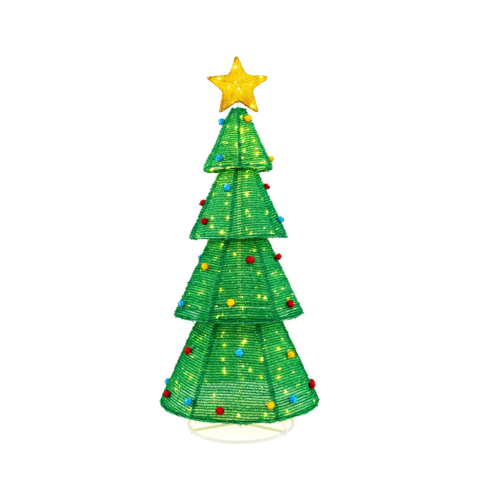 6.2 Feet Collapsible Christmas Tree with 200 Built-in LED Lights and Top Star Decoration