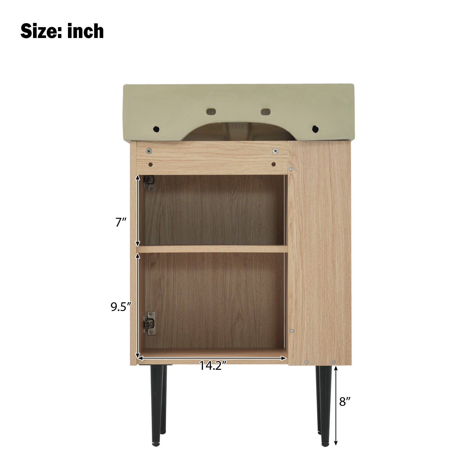 Modern Wood Bathroom Vanity with Ceramic Sink, Left Side Storage, 21.6' W x 1...