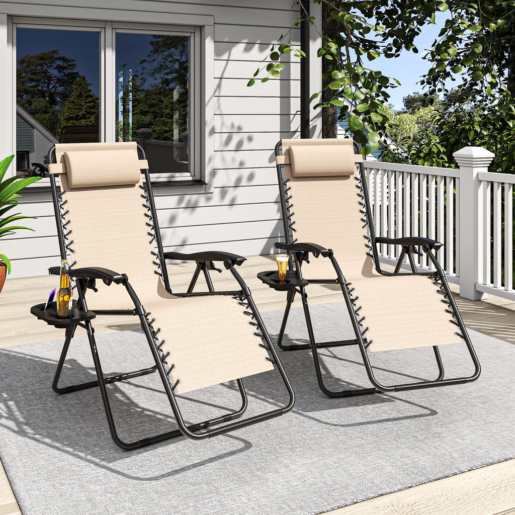 Outdoor Zero Gravity Chair Metal Khaki 90-170 Degree Adjustable 300 LB