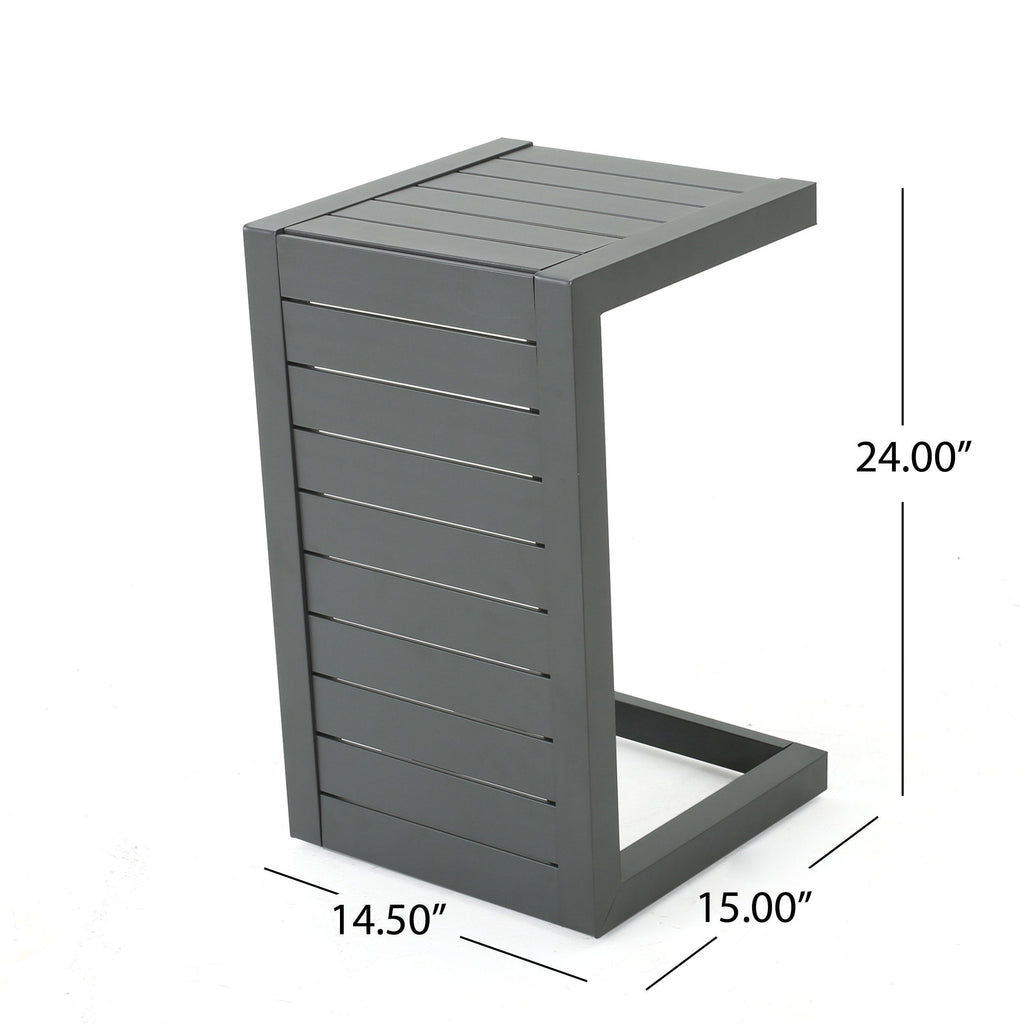 Outdoor C-Shape Side Table Aluminum Gray 14.5x15x24