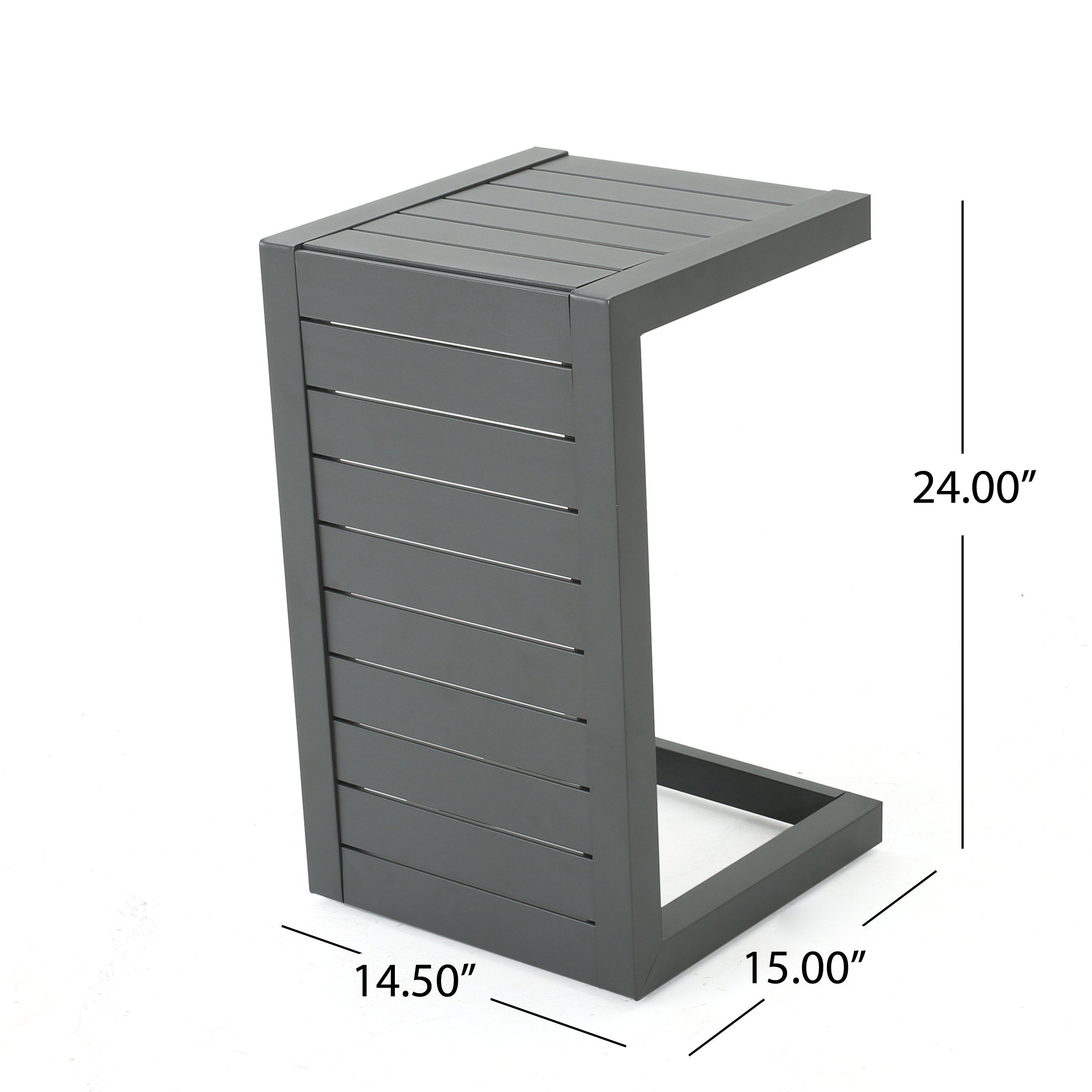 Outdoor C-Shape Side Table Aluminum Gray 14.5x15x24