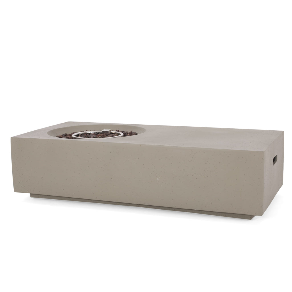 Rectangle 14.75 in MGO Fire Pit 50,000 BTU Light Grey (Tank Cover Not Included)