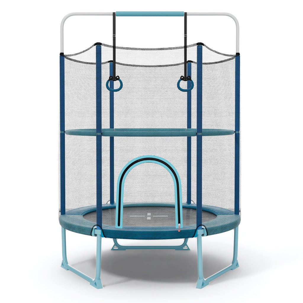 60 Inch Trampoline with Gymnastic Bar and Rings for Kids