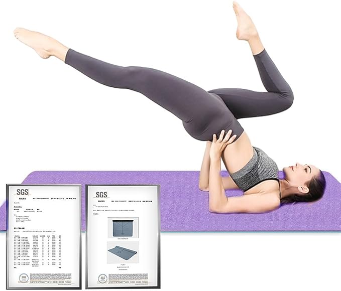 Hatha Yoga Extra Thick TPE Yoga Mat - 72"x 32" Thickness 1/2 Inch -Eco Friendly SGS Certified - With High Density Anti-Tear Exercise Bolster For Home Gym Travel & Floor Outside