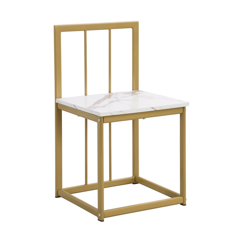 Modern 7-Piece Dining Table Set with Faux Marble Compact 55 In Kitchen Table Set for 6