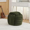 Chenille Knot Design Ottoman Makeup Stool Footstool, Green