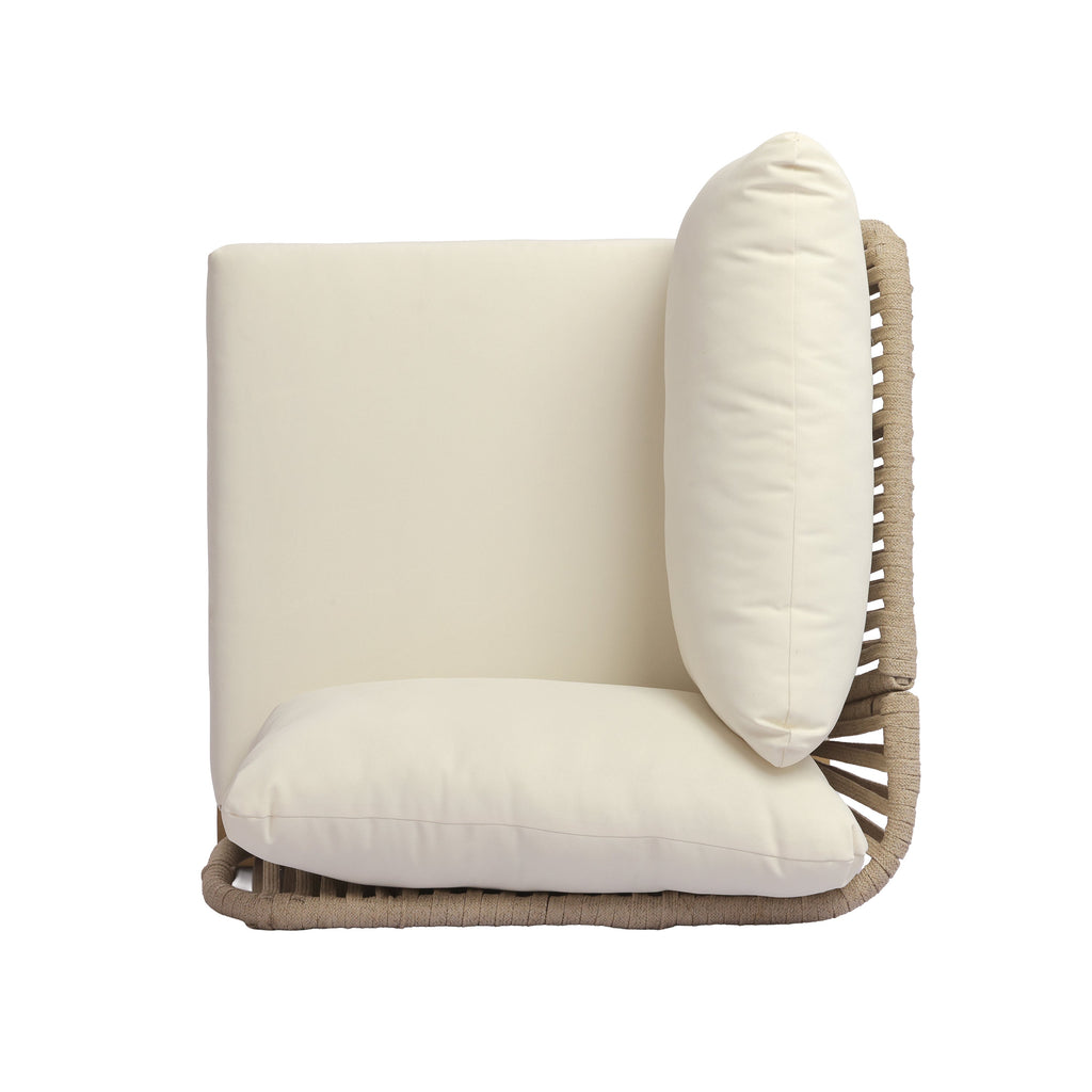 Outdoor Sectional Set Acacia Wood Rope Cream Beige Cushion 7 Piece Seats 6