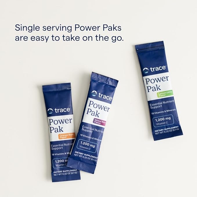 Trace Minerals Power Pak | Electrolyte + 1200mg Vitamin C, Zinc, Magnesium | Immunity, Hydration & Energy Support | Pomegranate Blueberry, Raspberry, Acai Berry | 30 ct Variety Pack