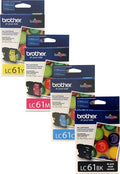 New, Pre-Owned - Brother LC61 Black Cyan, Magenta, Yellow Ink Cartridges, Pack Of 4