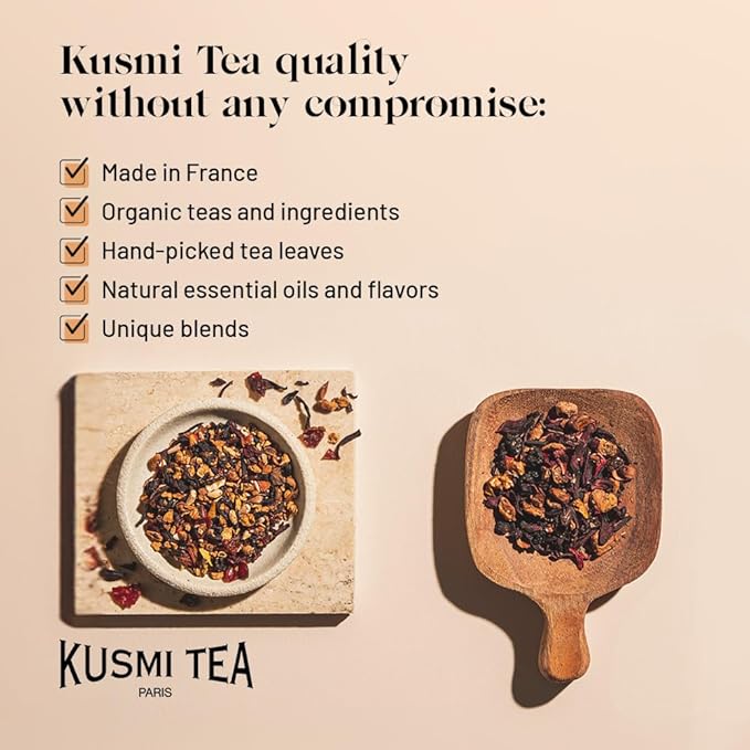 Kusmi Tea - BB Detox - Iconic Detox Tea - 100% Organic - Blend of Green Tea, Mate & Grapefruit - Organic Flavored Yerba Mate Tea - Enjoy Hot or Iced - 20 Tea Bags