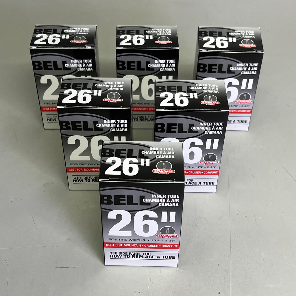BELL (6 PACK) Bicycle Inner Tube Standard Valve 26" 1.75"-2.25" Black 7109079