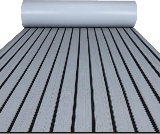 FOCEAN Boat Flooring EVA Foam Boat Decking Faux Teak Marine Flooring Boat Mat Boat Carpet Sheet for Motorboat RV Yacht Kayak Surfboard, 94.5"x 47.2"/35.4"/23.6"/15.7"