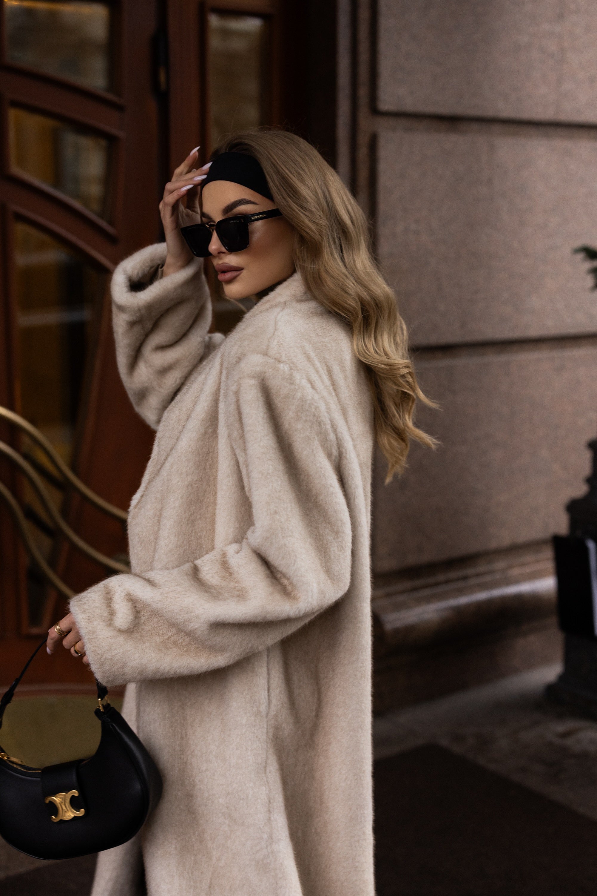 Sylvie Iconic Statement Fiber Coat in Ivory