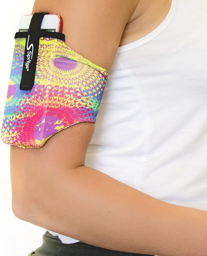 Sprigs Phone Armband Sleeve for iPhone 14, 13, 12, 11, X Galaxy Z, S22, S21, S20 Google Pixel 7, 6, 5. The Lightest & Most Comfortable Running Armband, Stretches to Fit All Phones with Case for Women & Men