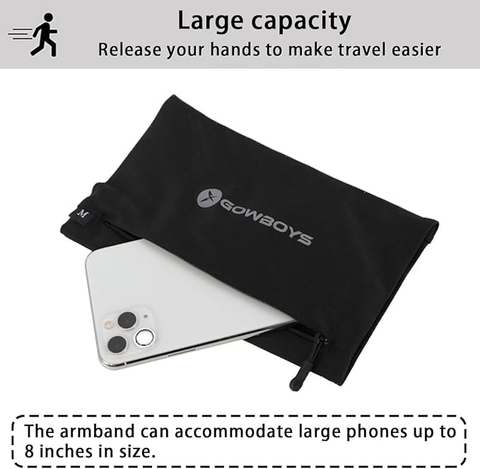 Running Phone Armband for Men Women,Universal Arm Bands for Phones Below 8 Inches,Waterproof Cell Phone Armband for Hiking,Running,Cycling,Climbing(Black L)