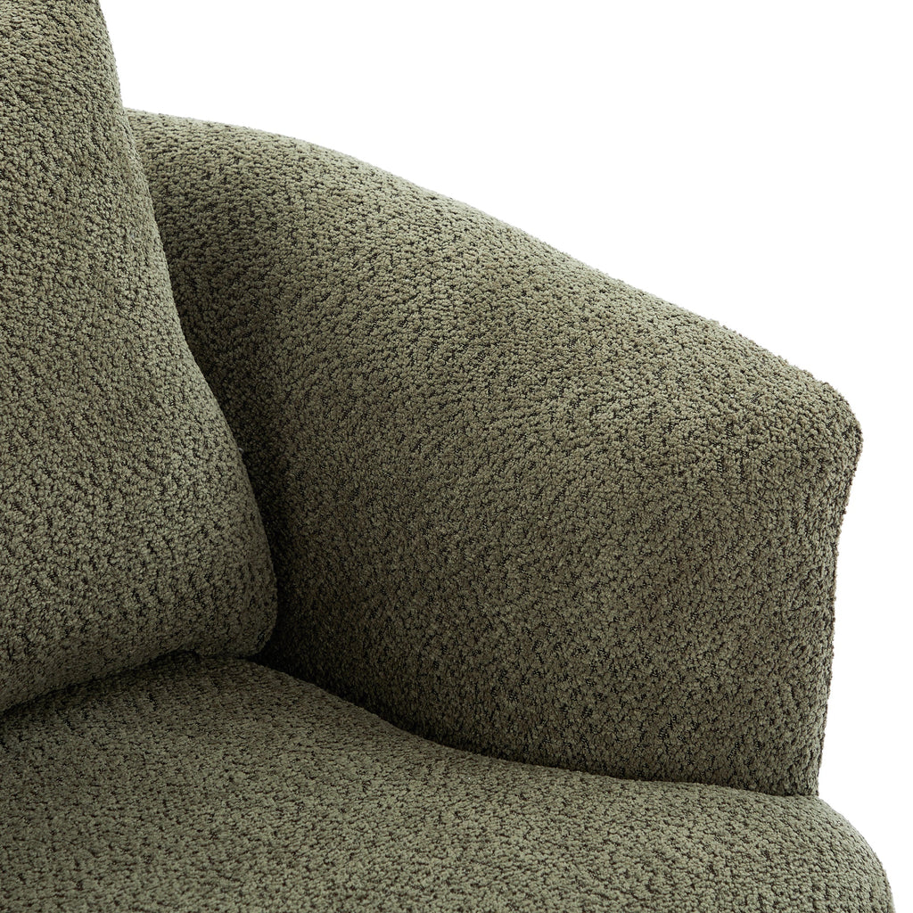 Accent Chair Swivel Barrel Chenille Green 360 Degree Pocket Spring 38 In